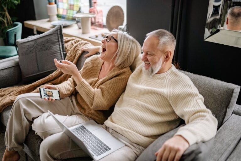 elderly couple technology home smiling - Photo by Yan Krukau on Pexels