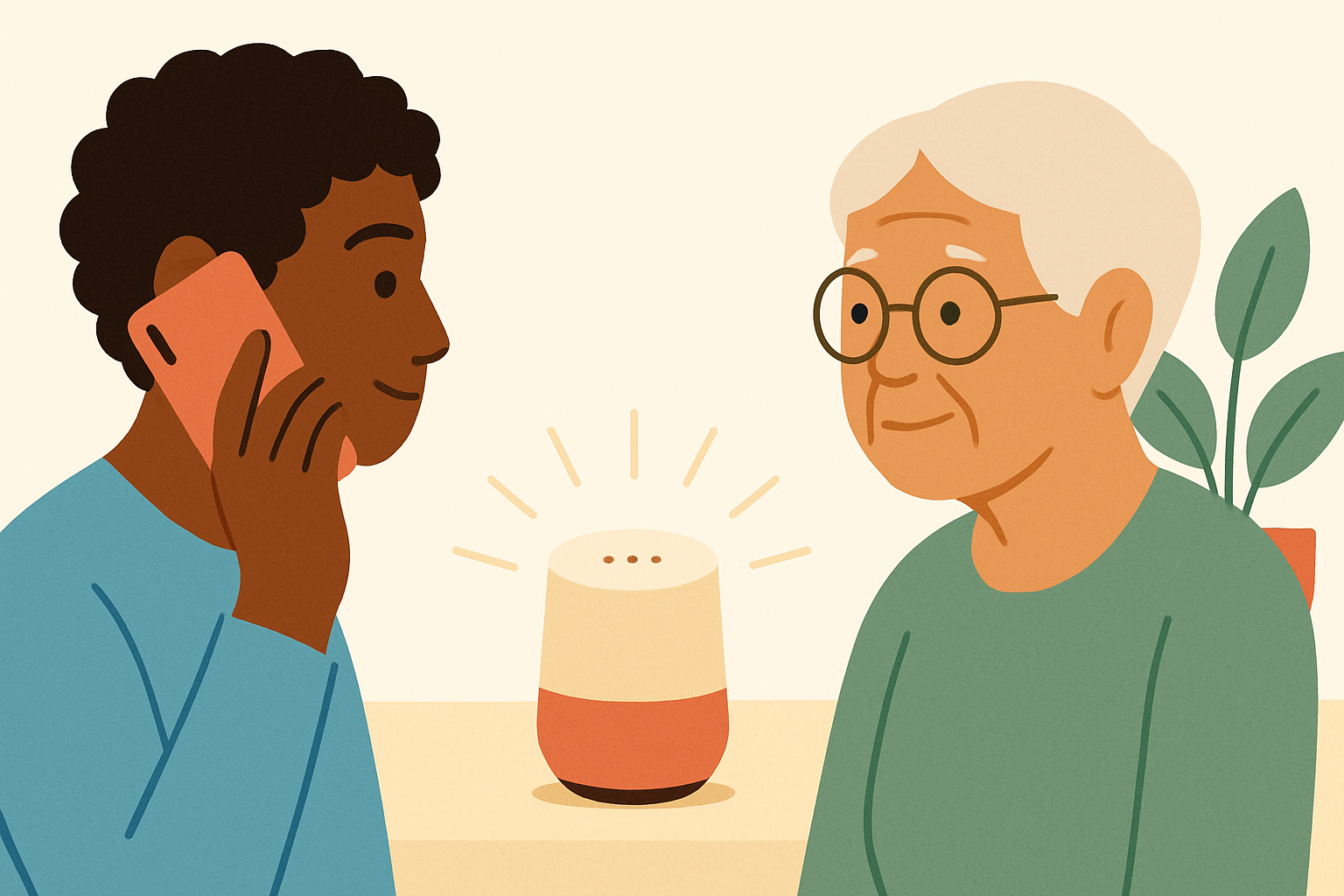 Illustration for alexa drop in elderly parents