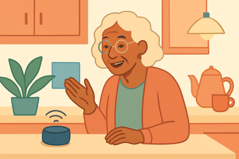 Illustration for how to set up echo dot for elderly parents
