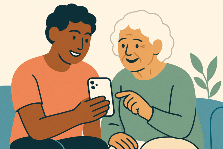 Illustration for how to set up iPhone for elderly parent