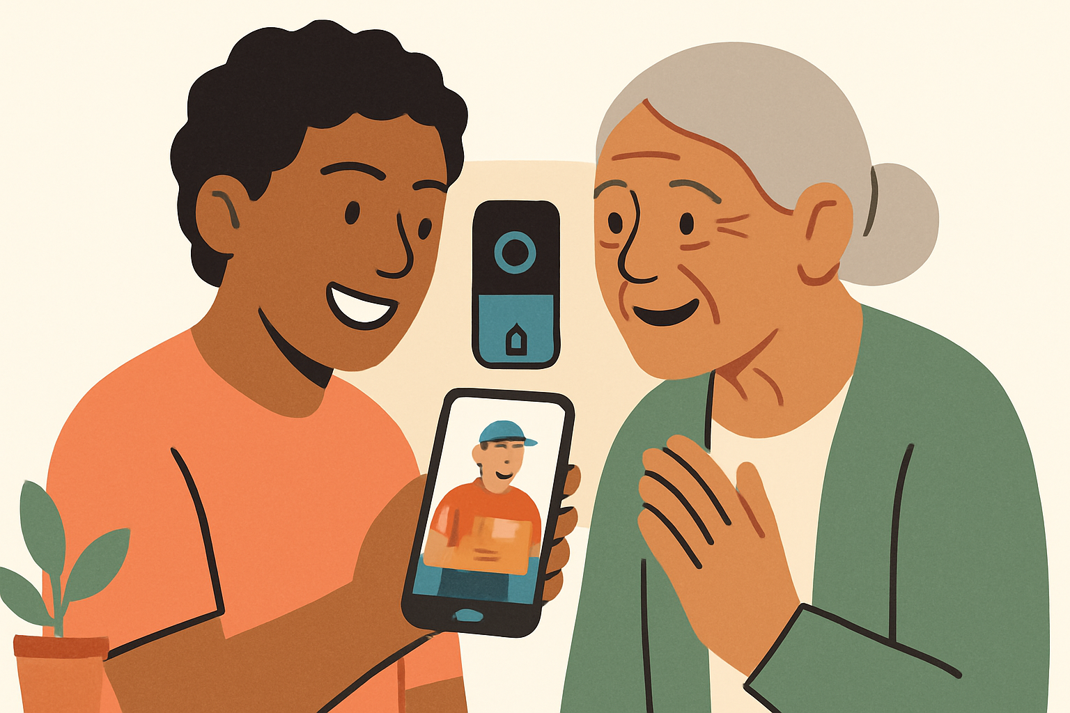 Illustration for how to set up Ring doorbell for elderly parents