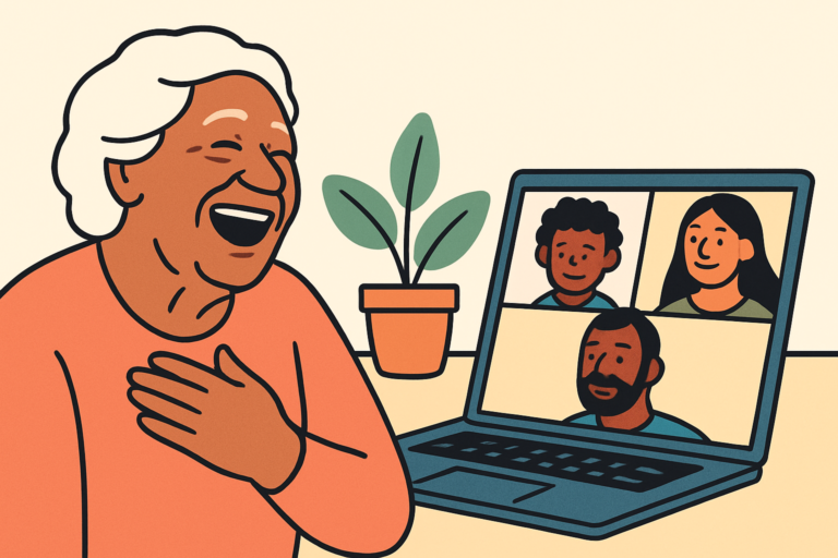 Illustration for how to set up Zoom for elderly parents