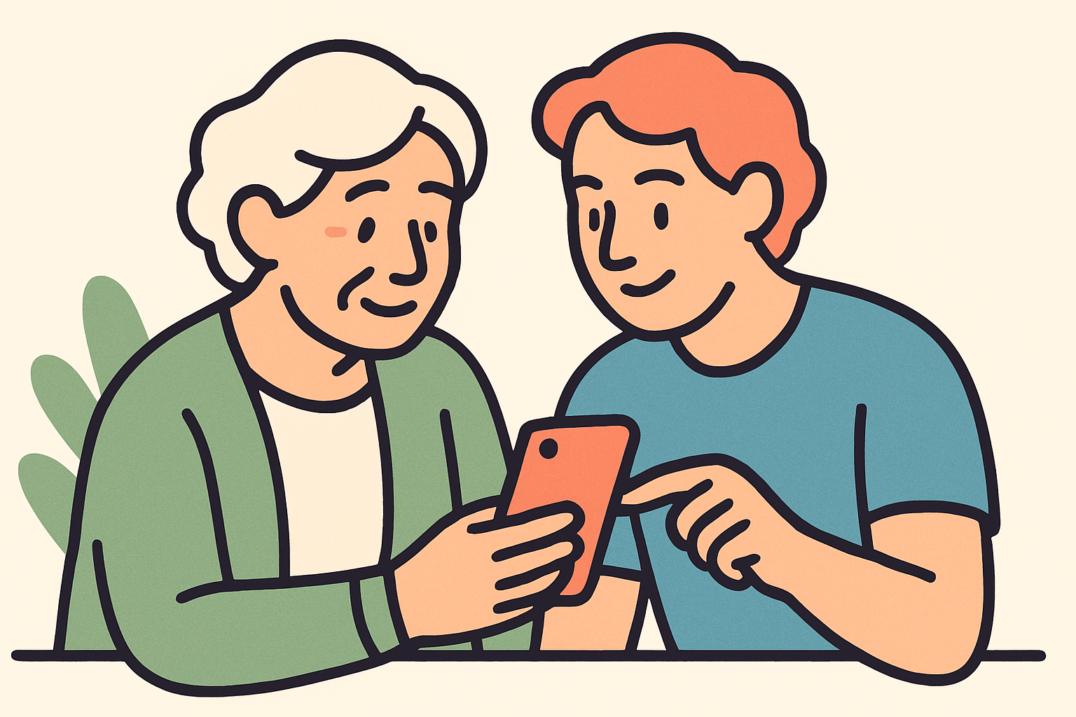 Illustration for how to talk to elderly parents about technology argument